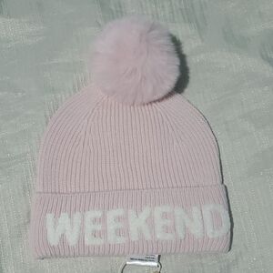 Weekend Pink Knit Hat Pom Pom Beanie